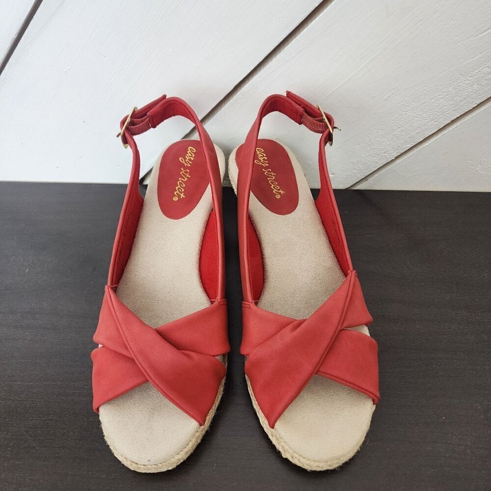 NEW Easy Street Maureen Womens 7.5 Espadrille Wedge Sandals Buckle Strap 3CT - Picture 4 of 9
